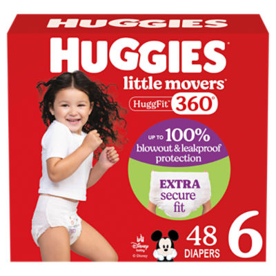 Huggies Little Movers HuggFit 360° Disney Baby Diapers, Size 6, over 35 lb, 48 Count