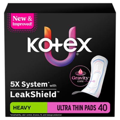 Kotex Ultra Thin Pads Heavy Absorbency, 40 Count, 40 Each