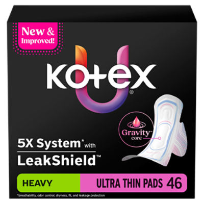 Kotex Heavy Ultra Thin Pads + Wings, 46 Count