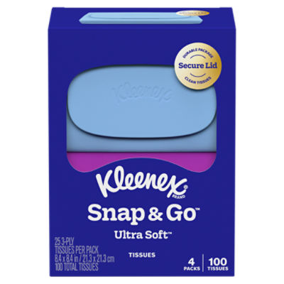 Kleenex Snap & Go Ultra Soft Tissues, 3-ply tissues, 100 count