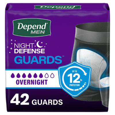 Depend Night Defense Men Overnight Guards Protections, 42 Count, 42 Each