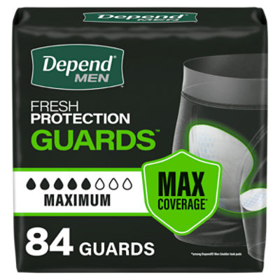 Depend Fresh Protection Men Maximum Guards Protections, 84 Count, 84 Each