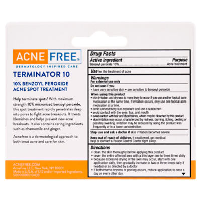 ACNE FREE Terminator 10 Severe Acne Spot Treatment 1 fl oz