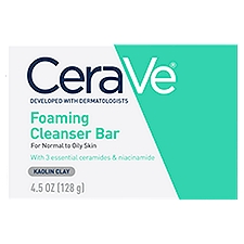 CeraVe Cleanser Bar, Kaolin Clay Foaming, 4.5 Ounce