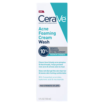 CeraVe Maximum Strength Acne Foaming Cream Wash, 5 fl oz