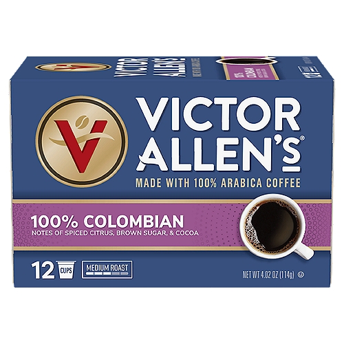 Victor Allen's Coffee 100% Colombian Medium Roast Coffee, 12 count, 4.02 oz