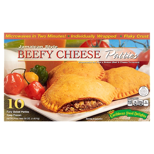 Caribbean Food Delights Jamaican Style Beefy Cheese Patties, 10 count, 50 oz