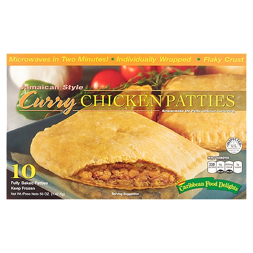 Caribbean Food Delights Jamaican Style Curry Chicken Patties, 10 count, 50 oz