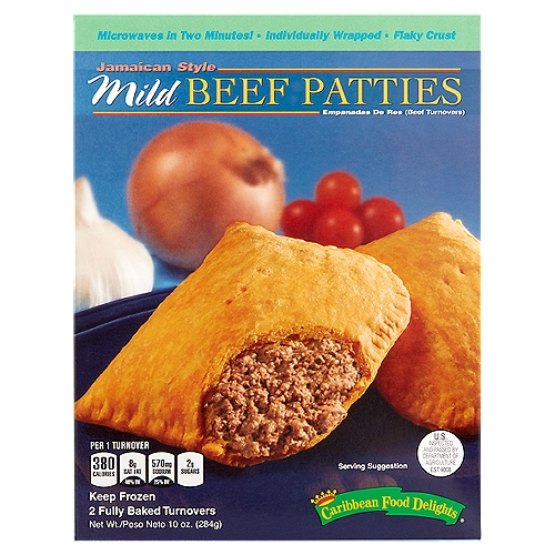 Caribbean Food Delights Jamaican Style Mild Beef Turnover Patties, 2 count, 10 oz