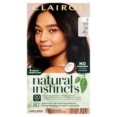 Clairol Natural Instincts 3 Brown Black Permanent Haircolor, 1 application