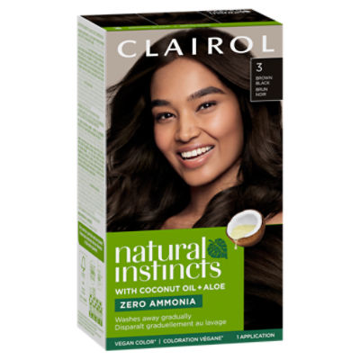 Clairol Natural Instincts 3 Brown Black Permanent Haircolor, 1 application