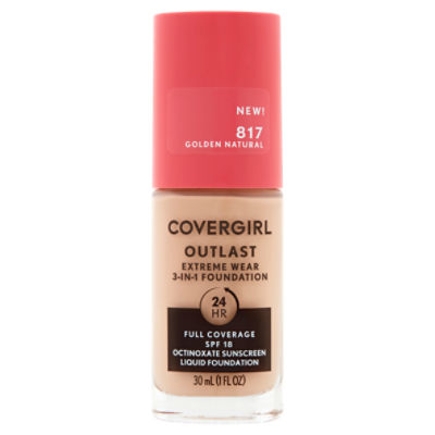 Covergirl Outlast 817 Golden Natural 3-in-1 Sunscreen Liquid Foundation, SPF 18, 1 fl oz