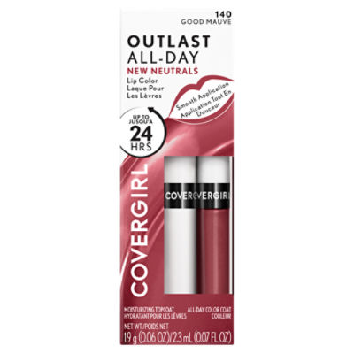 COVERGIRL Outlast All-Day Lip Color With Topcoat, Good Mauve 140, 1.9g 0.06 oz/ 2.3ml 0.07 fl oz