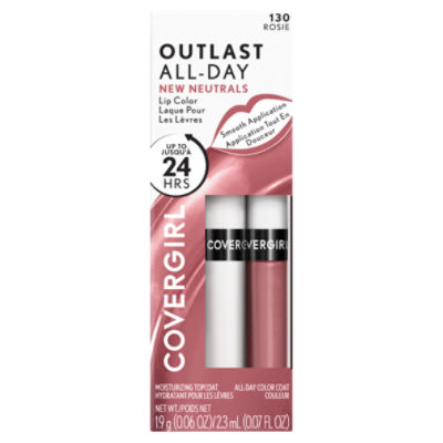 COVERGIRL Outlast All-Day Lip Color With Topcoat, Rosie 130, 1.9g 0.06 oz/ 2.3ml 0.07 fl oz