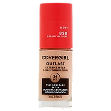 Covergirl Outlast 820 Creamy Natural 3-in-1 Liquid Foundation, SPF 18 Sunscreen, 1 fl oz