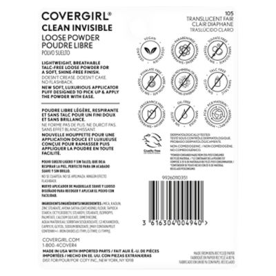 Cover Girl Clean Invisible Pressed Powder, Lightweight, Breathable