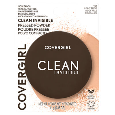 Covergirl Clean Invisible Pressed Powder, Lightweight, Breathable, Vegan Formula, Light Beige 133, 0