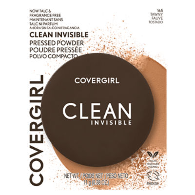 Covergirl Clean Invisible Pressed Powder, Lightweight, Breathable, Vegan Formula, Tawny 165, 0.38oz