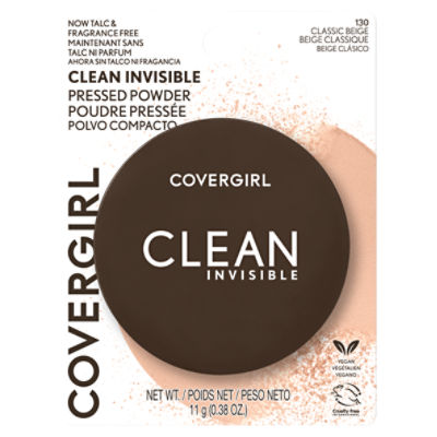 Covergirl Clean Invisible Pressed Powder, Lightweight, Breathable, Vegan Formula, Classic Beige 130,