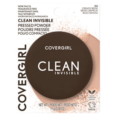 Covergirl Clean Invisible Pressed Powder, Lightweight, Breathable, Vegan Formula, Creamy Beige 150,