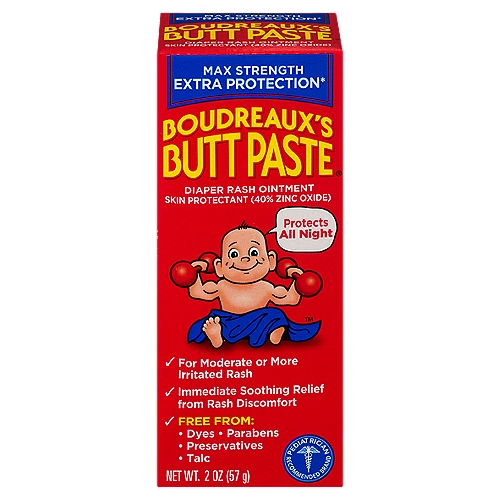 Boudreaux's Butt Paste Max Strength Diaper Rash Ointment, 2 oz