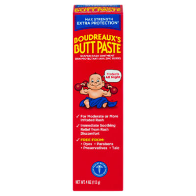 Boudreaux's Butt Paste Max Strength Extra Protection Diaper Rash Ointment, 4 oz, 4 Ounce
