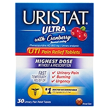 URISTAT Ultra UTI Pain Relief Tablets with Cranberry Flavored Coating, 30 count