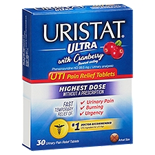 URISTAT Ultra UTI Pain Relief Tablets with Cranberry Flavored Coating, 30 count