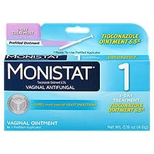 Monistat Simple Therapy 1-Day Treatment Prefilled Ointment, Vaginal Antifungal, 0.16 Ounce