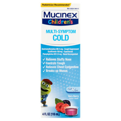 Mucinex Children's Multi-Symptom Cold Very Berry Flavor Liquid, Ages 4+ yrs, 4 fl oz