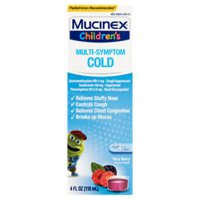 Mucinex Children's MultiSymptom Cold Very Berry Flavor Liquid, Ages 4