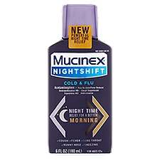 Mucinex Nightshift Cold & Flu For Ages 12+, Liquid, 6 Fluid ounce