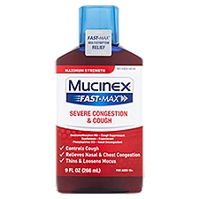 Mucinex Fast-Max Maximum Strength Severe Congestion & Cough Liquid, for Ages 12+, 9 fl oz