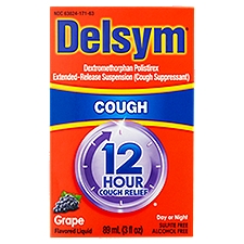 Delsym Cough Relief Day or Night Grape Flavored, Liquid, 3 Fluid ounce
