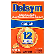 Delsym 12 Hour Cough Relief Orange Flavored Liquid, 3 fl oz, 3 Fluid ounce