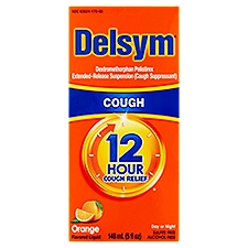 Delsym 12 Hour Cough Relief Orange Flavored Liquid, 5 fl oz, 5 Fluid ounce