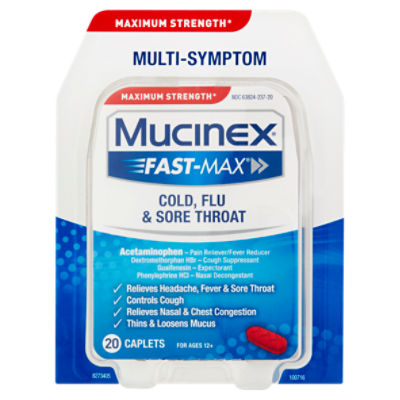 Mucinex Fast-Max Multi-Symptom Caplets for Ages 12+, 20 count