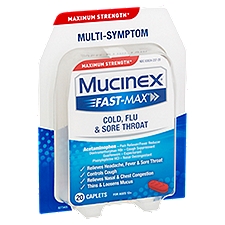 Mucinex Fast-Max Multi-Symptom for Ages 12+, Caplets, 20 Each