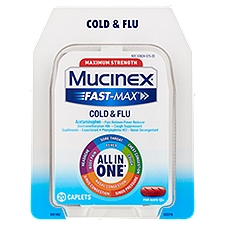 Mucinex Fast-Max Maximum Strength Cold & Flu For Ages 12+, Caplets, 20 Each