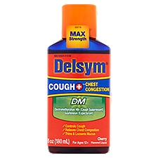 Delsym DM Cough + Chest Congestion Cherry Flavored Liquid, For Ages 12+, 6 fl oz, 6 Fluid ounce
