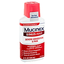 Mucinex Sinus-Max Severe Congestion & Pain Reliever for Ages 12+, Liquid, 6 Fluid ounce