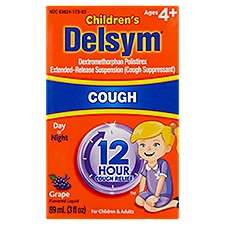 Delsym Children's Cough Day or Night Grape Flavored Liquid, Ages 4+, 3 fl oz, 3 Fluid ounce