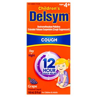 Delsym Children's Day or Night Grape Flavored Cough Liquid, Ages 4+, 5 fl oz
