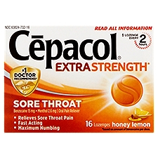 Cépacol Honey Lemon Sore Throat Lozenges, 16 count