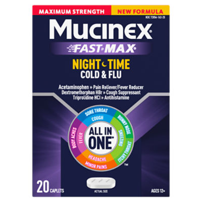 Mucinex Nightshift Maximum Strength Cold & Flu Caplets, For Ages 12+, 20 count