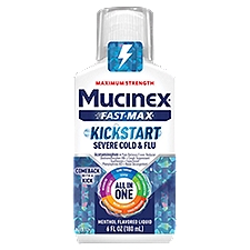 Mucinex Fast-Max Kickstart Severe Cold & Flu Menthol Flavored Liquid, Ages 12+, 6 fl oz
