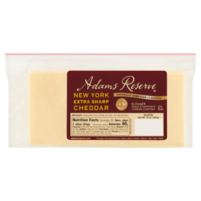 Adams Reserve New York Extra Sharp Cheddar Cheese Slices, 16 oz