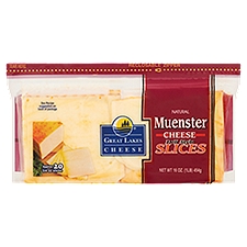 Great Lakes Cheese Natural Muenster Deli Style, Cheese Slices, 16 Ounce