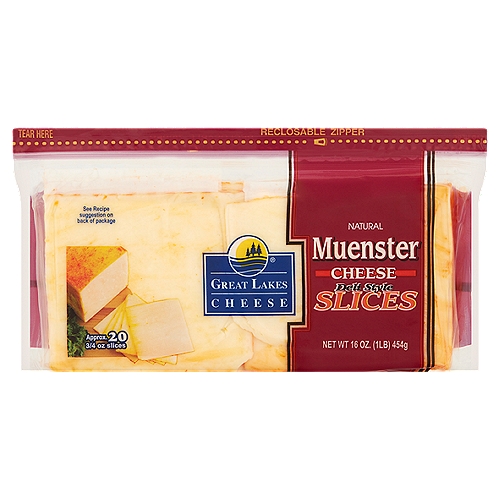 Great Lakes Cheese Natural Muenster Deli Style Cheese Slices, 16 oz