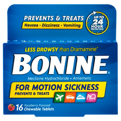 Bonine Raspberry Flavored Chewable Tablets, 16 count